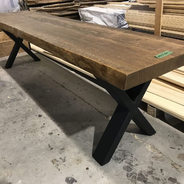 Bench live rustic modern white pine metal industrial steel