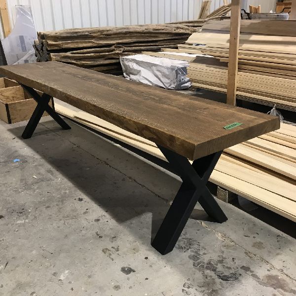 Bench live rustic modern white pine metal industrial steel