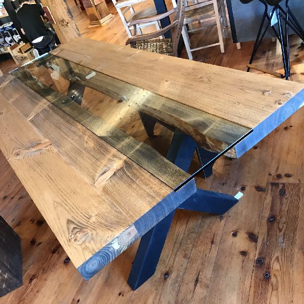 table pine pro-pin gatineau ottawa live edge rustic industrial solid metal steel iron glass white pine modern beam