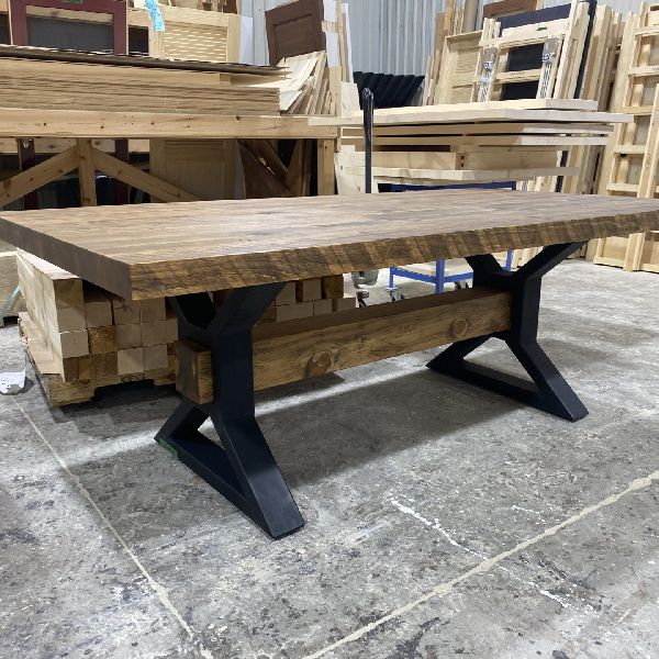 table industriel patte métal metal legs pin pine rustique antique industriel beam rough brut lumber solide best price custom made