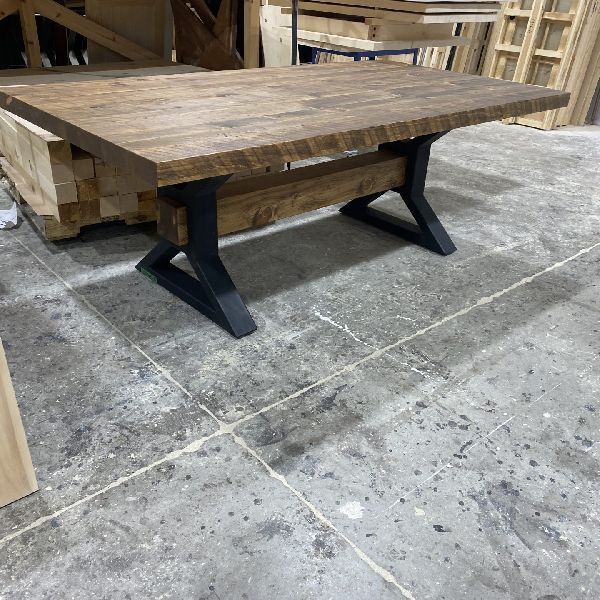 table industriel patte métal metal legs pin pine rustique antique industriel beam rough brut lumber solide best price custom made