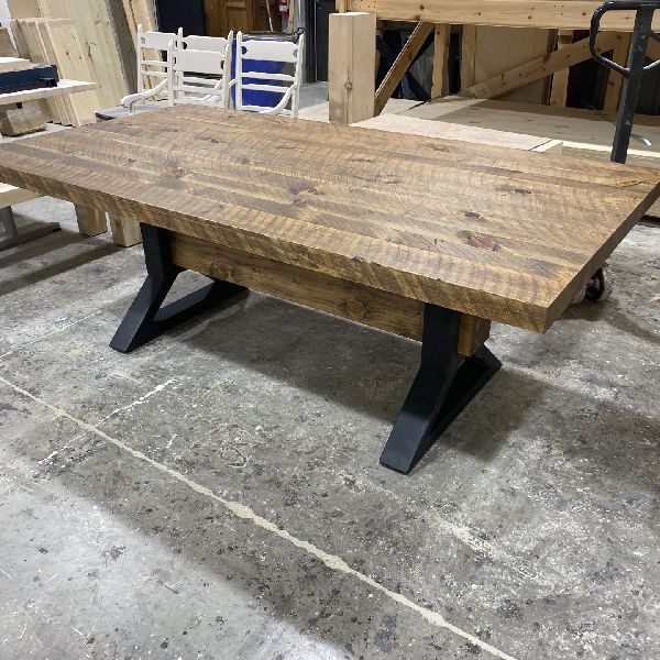 table industriel patte métal metal legs pin pine rustique antique industriel beam rough brut lumber solide best price custom made