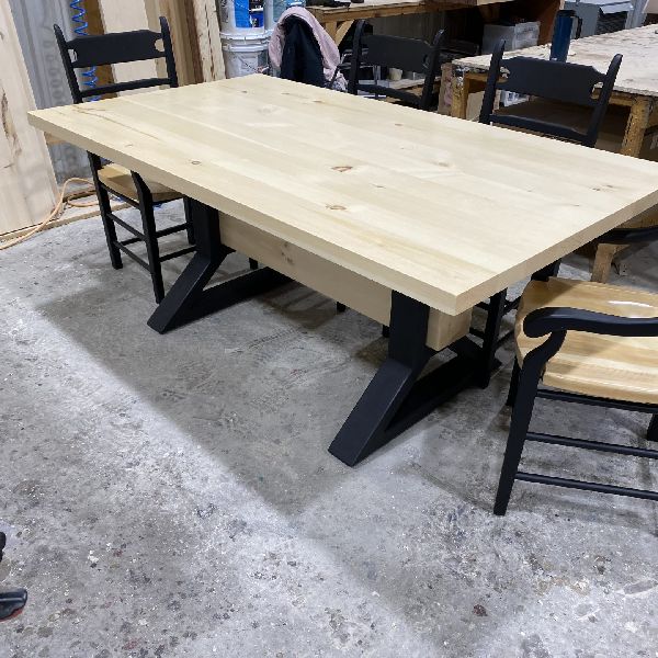 table industriel patte métal metal legs pin pine rustique antique industriel beam rough brut lumber solide best price custom made