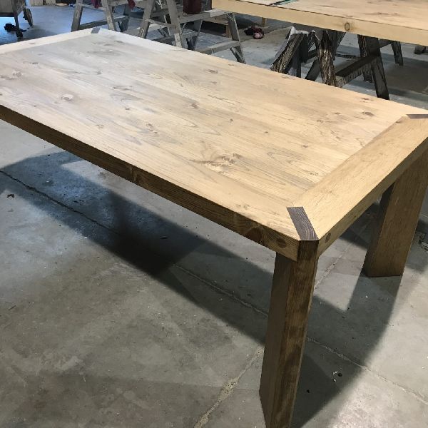 table industriel pin pine rustic rustique lumber wood custom made rough barn wood