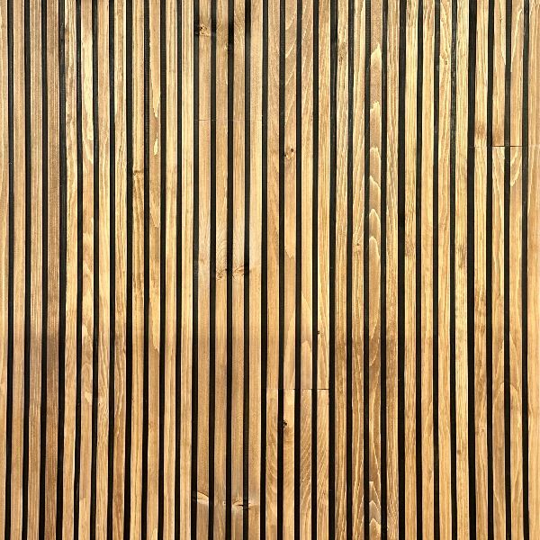Slatpanel slat panel Black Colour Acoustic Slat Wall Panels pin acoustique panneaux pine wall ceilling lamella lamelle modern moderne tong and grove lumber industriel stain teint finition mur accent accent wall 3d Fluted Textured Panel