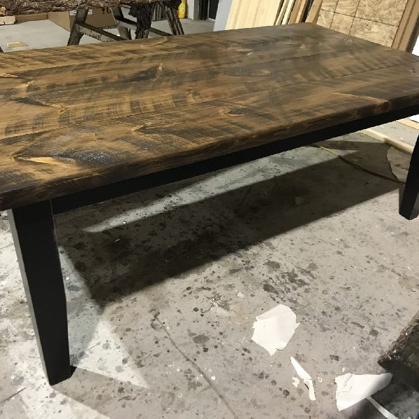 table industriel pin pine rustic rustique lumber wood custom made rough barn wood
