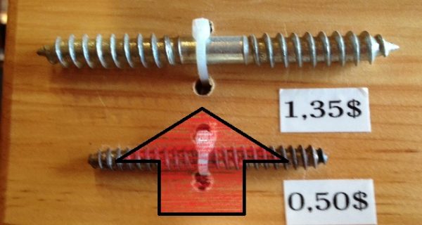 Double ended screw for wooden balusters