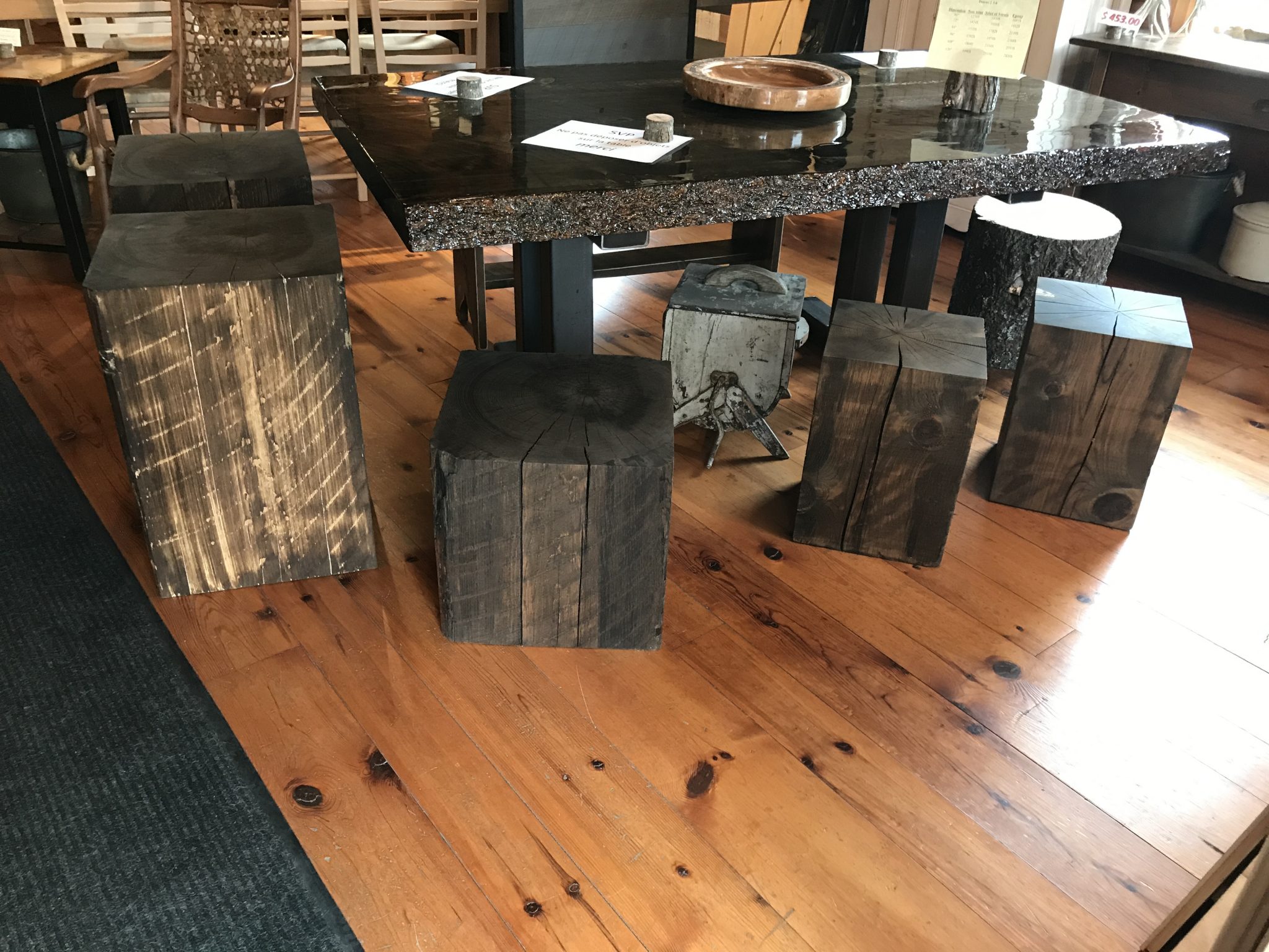 beam poutre pin tabouret banc table original massif pin rustique trait de scie antique